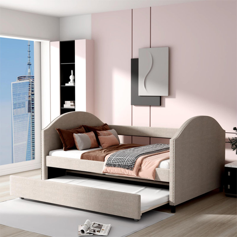 Lit de jour avec couchette Mirash, Beige