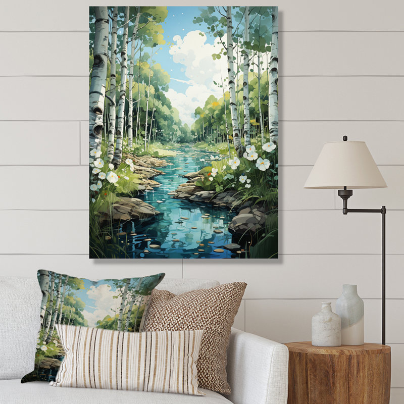 Forêt enchantée de bouleaux Travison IV, Toile tendue, H 32 po x l 24 po x P 1 po