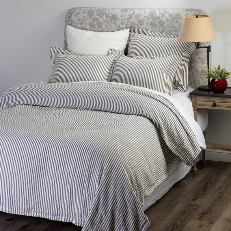 Towne Cotton Striped Duvet Cover Set - Twin, Twin Duvet Cover, Pewter
