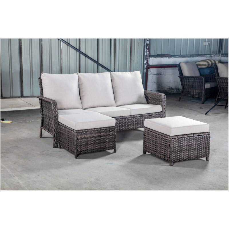 PE WICKER SECTIONAL SOFA 3S With 2 And Cushion