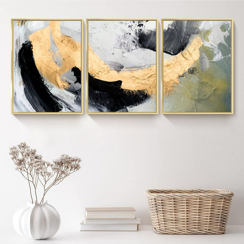 Ensemble de 3 peintures sur toile encadrées