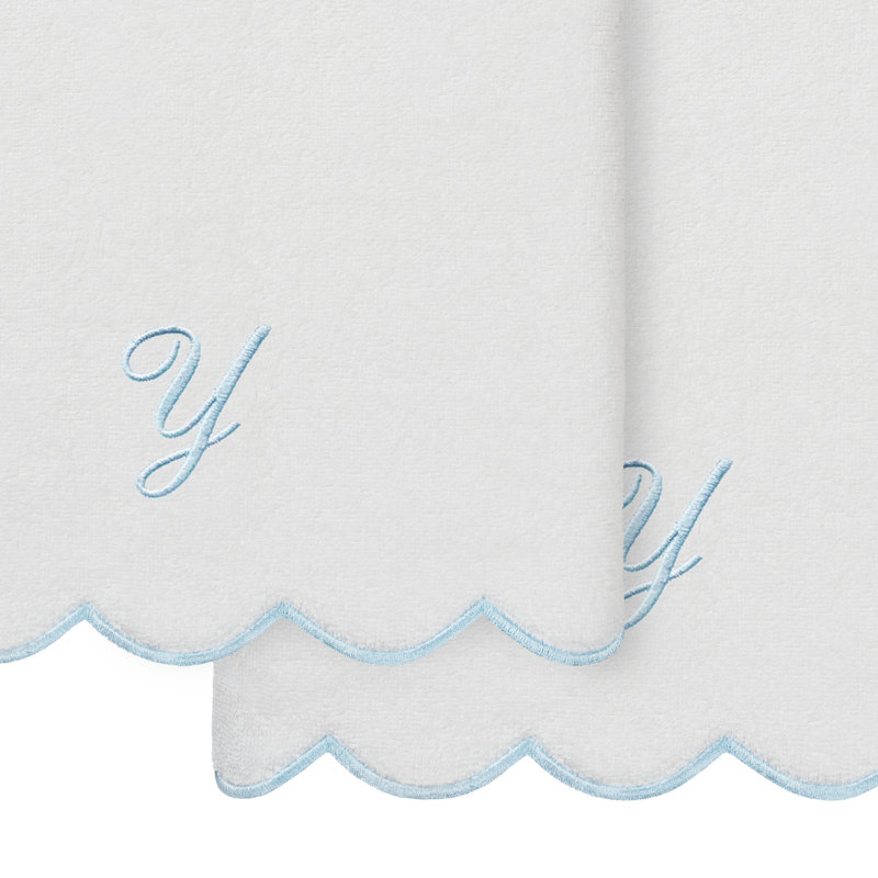  Ensemble de serviettes de bain personnalisables 100% coton turque ADORNIA 2PC, Serviette de bain - paquet de 2, Blanc / Bleu