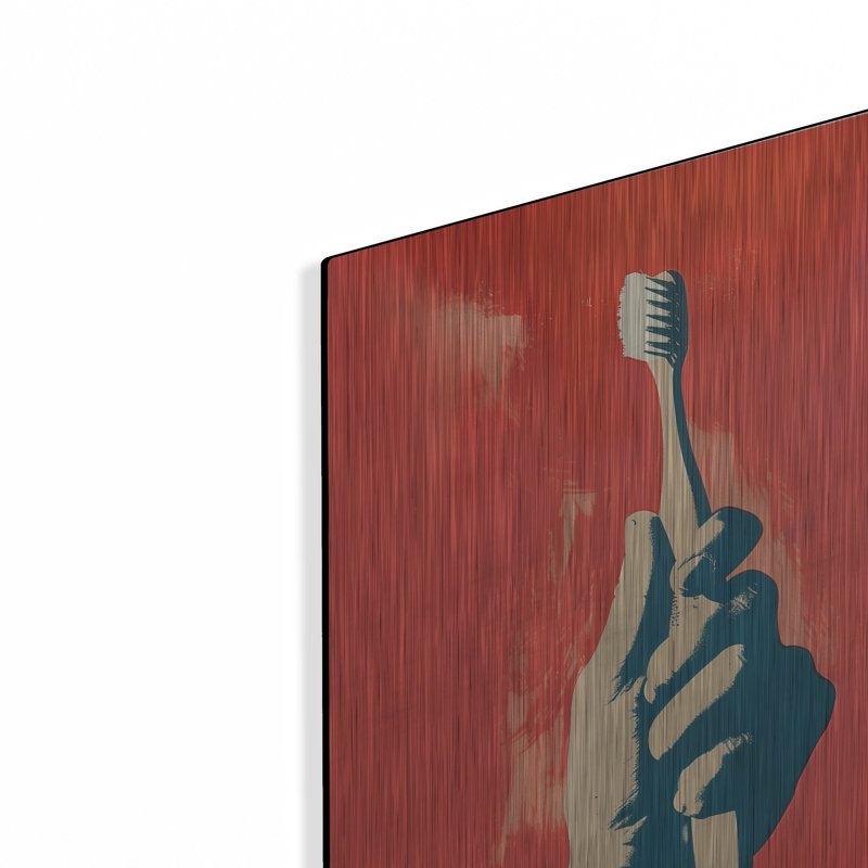 «Praise The Toothbrush» par Andreas Magnusson, art mural en métal, H 16 po x l 12 po