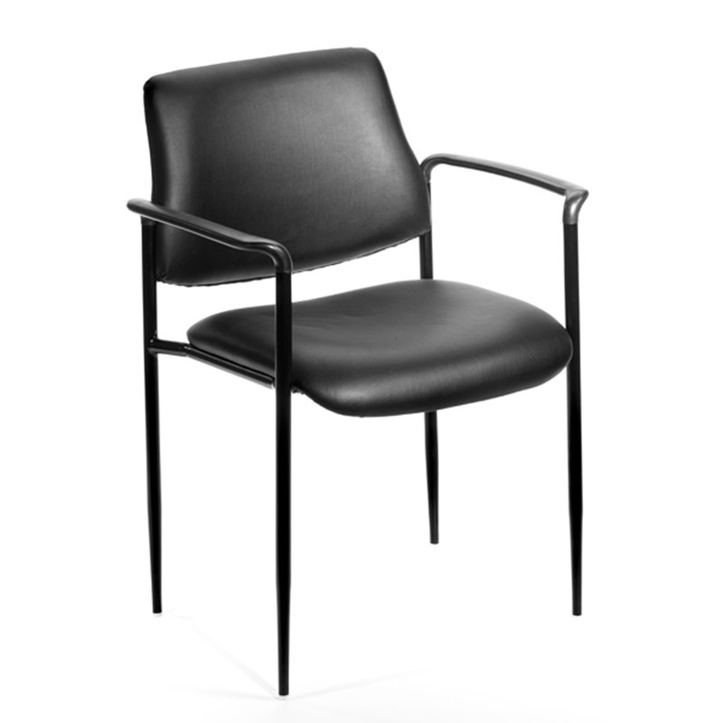 Black Caressoft Vinyl Stackable Chair with Fixed Arms