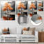 Orange et gris forêt automne élégance II - art mural floral en métal-440945697
