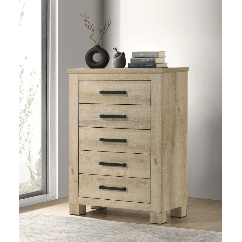 Commode 5 tiroirs en chêne vieilli