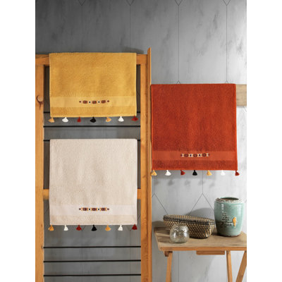 Luxury Hand Towel Set, 100% Cotton, 19.7 x 35.4 Inches | 400 GSM for Superior Absorbency | Coral, Mustard & Beige Colors | Soft, Durable & Quick-Drying | Perfect for Home, Gym & Spa Use