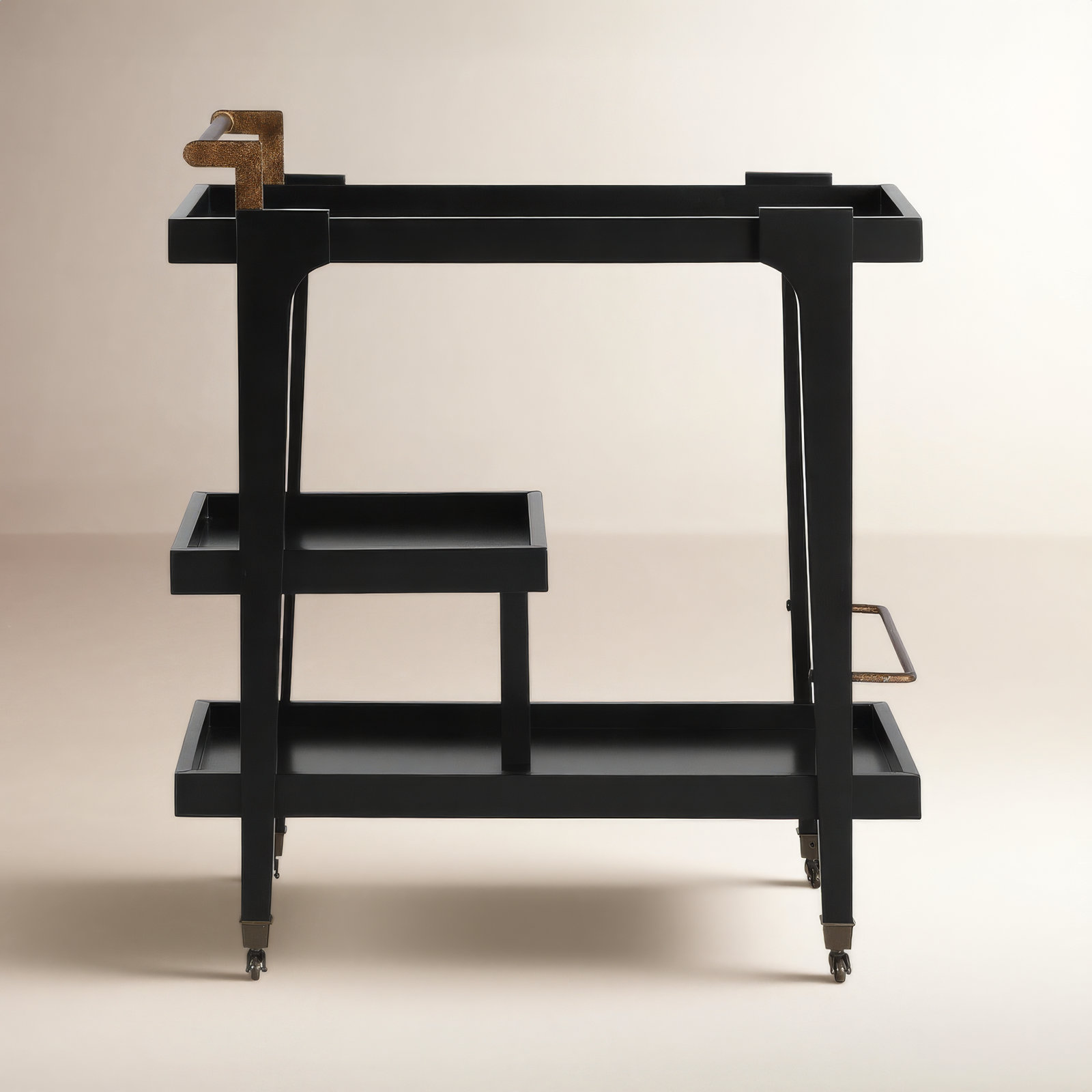 Duron Solid Wood Bar Cart, Black