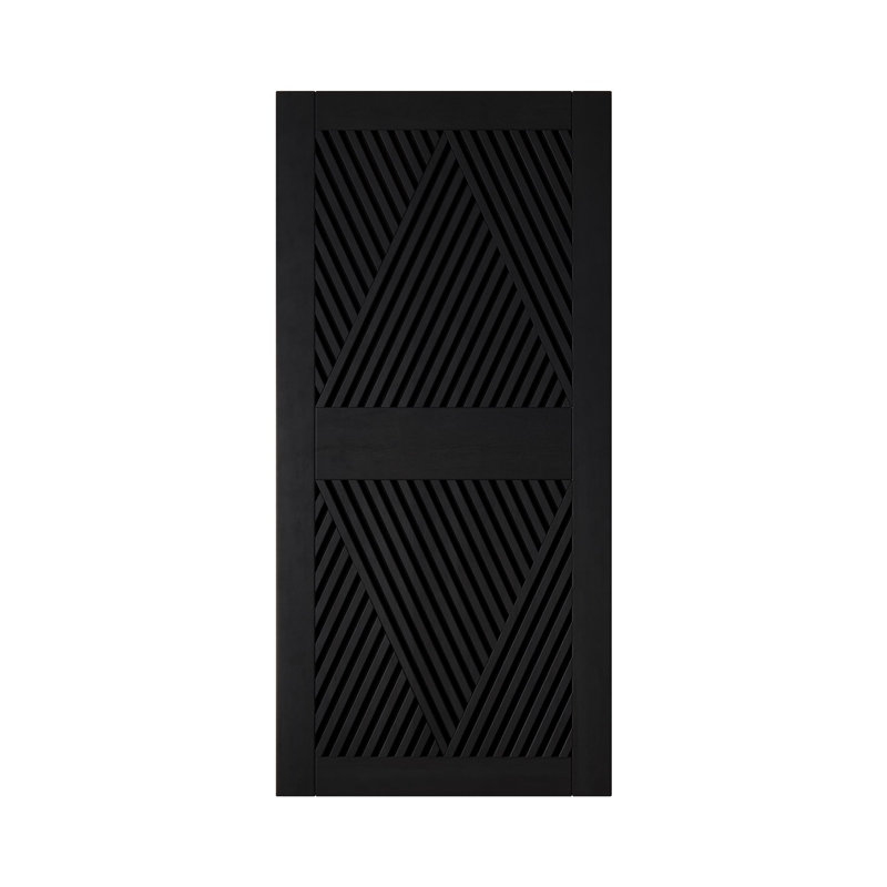Porte de grange en bois de pin de 84 po de haut à motif de losanges noir non assemblé Homacer (usage intérieur seulement)