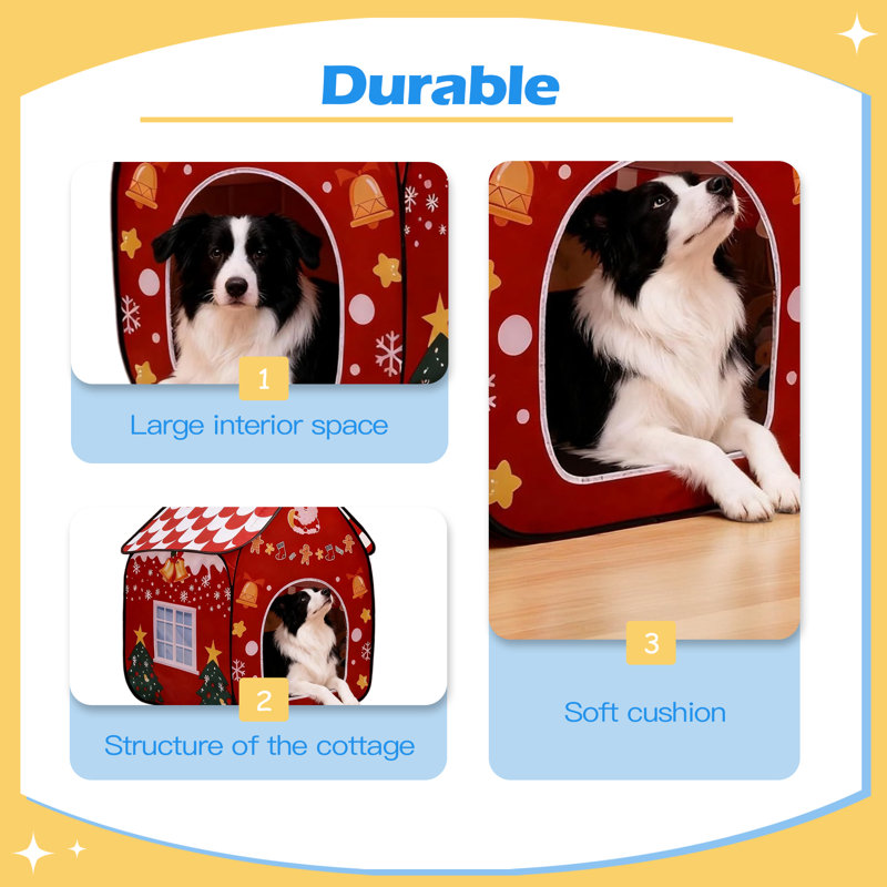 Niche d'intérieur pliable pour chien avec abri de Noël pliable, idéale pour le salon et la chambre à coucher