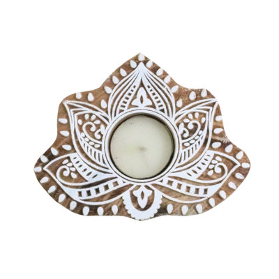  Rustic Wooden Tea Light Holder Handmade 4x5 Candle Stand, Natural Stain Finish for Elegant Home Décor-(Pack Of-3)