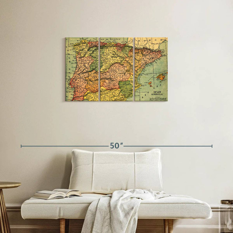 Carte de l'Espagne et du Portugal, H 20 po x l 33 po
