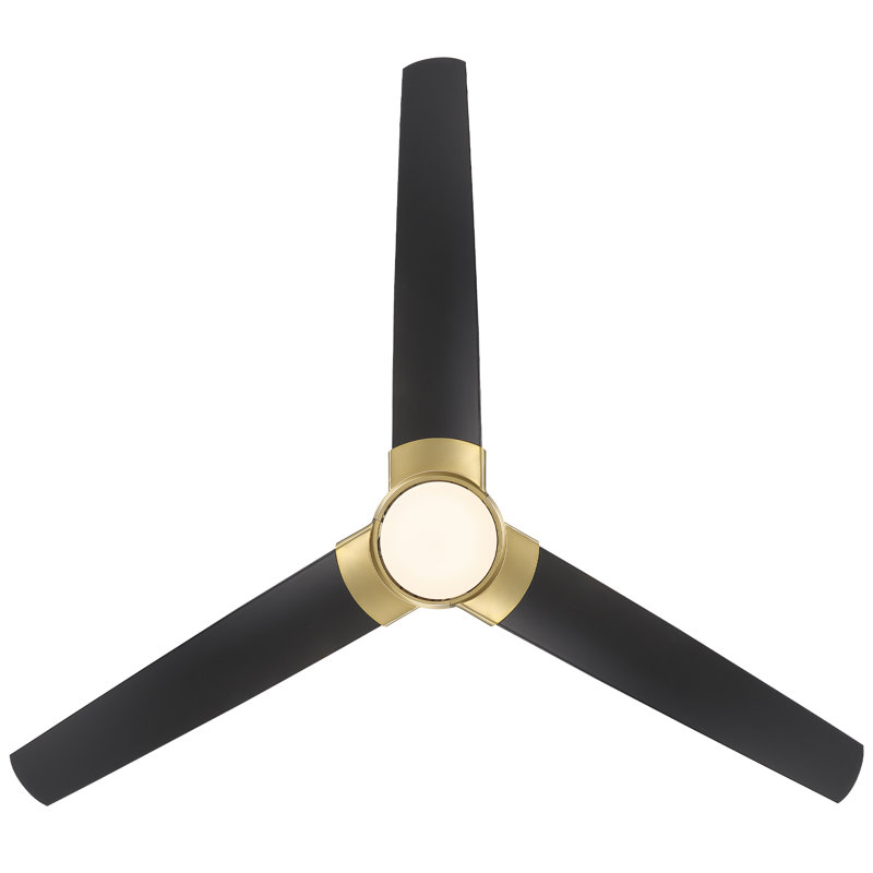 Ventilateur de plafond 60 po à 3 pales avec télécommande DEL et ensemble d'éclairage inclus, Laiton doux