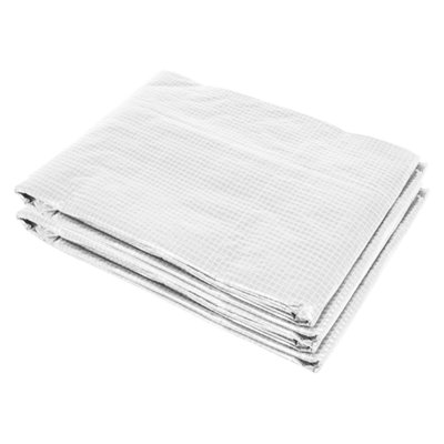 Couvercle de serre en polyéthylène blanc 9,8 pi x 6,6 pi x 6,6 pi avec 6 fenêtres et porte à enroulement