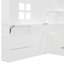Lit simple en blanc avec fenêtre, tiroirs, douilles et support