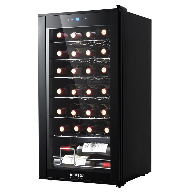 24 Bottle Wine Refrigerator – Quiet Freestanding Mini Fridge For Red, White, And Sparkling Wines, Digital Thermostat, Ideal For Home, Kitchen, Or Bedroom Use-Black