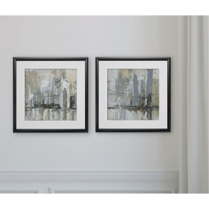 « midtown bridge », ensemble de 2 reproductions encadrées, Cadre noir