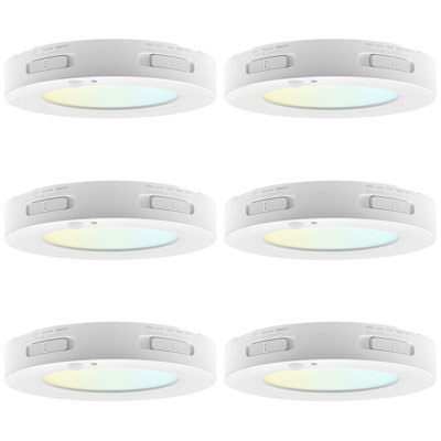  5-Inch LED Flush Mount Ceiling Light with Bi-Level Adjustable PIR Motion Sensor, 12W, 1000LM, 5CCT, Dimmable, CRI90, Title 24, ETL 6 Pack