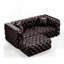 Ensemble de canapé moderne 77 po 77 po, canapé modulaire rembourré en similicuir 2 places avec conception touffetée à la main pure, 1 repose-pieds et 2 coussins, combinaison multiple pour le salon, brun foncé
