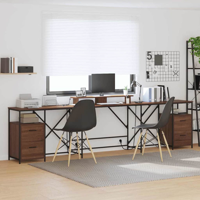 Desk With Drawer 182 X 101 X 87.5 Cm Engineered Wood, Brown