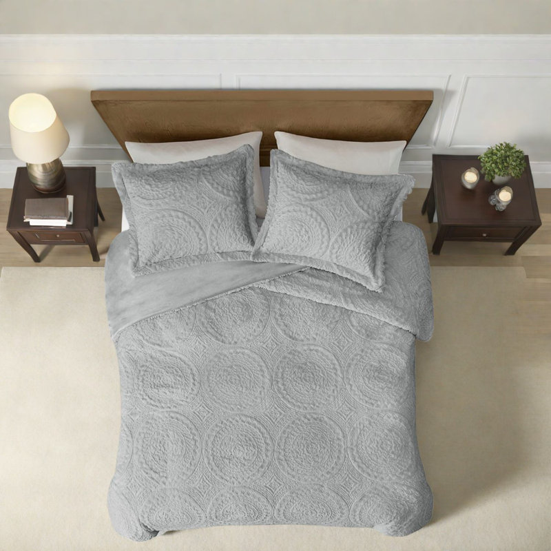 Ensembles de literie luxueux en fausse fourrure grise, édredon ultra-moelleux au design élégant pour la maison