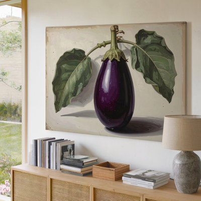 Toile, art aubergine botanique sur toile parchemin