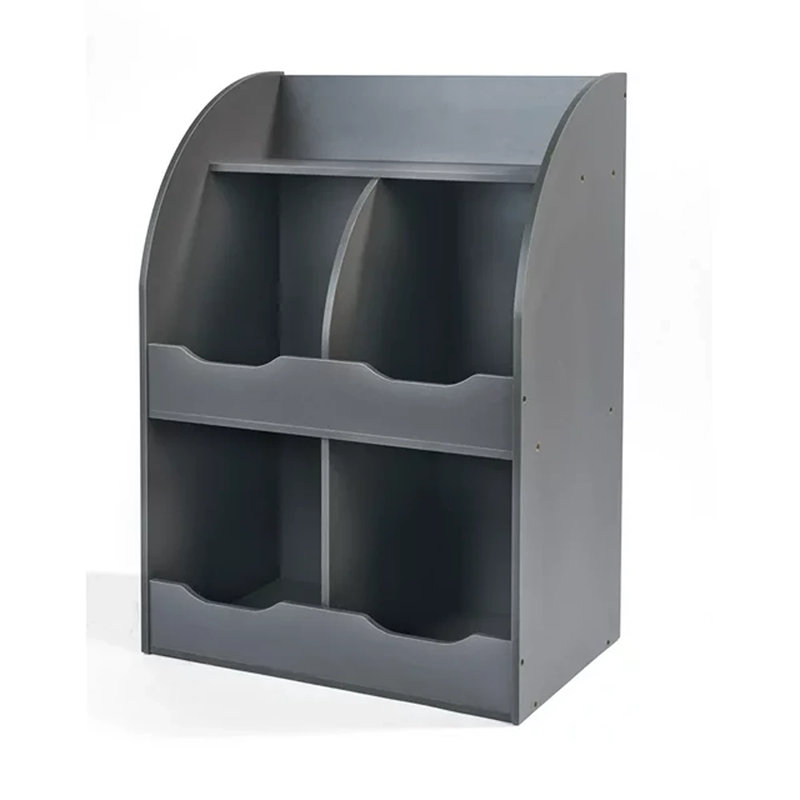 Charcoal MDF Kids Toy Storage Cubby with Bins and Shelf