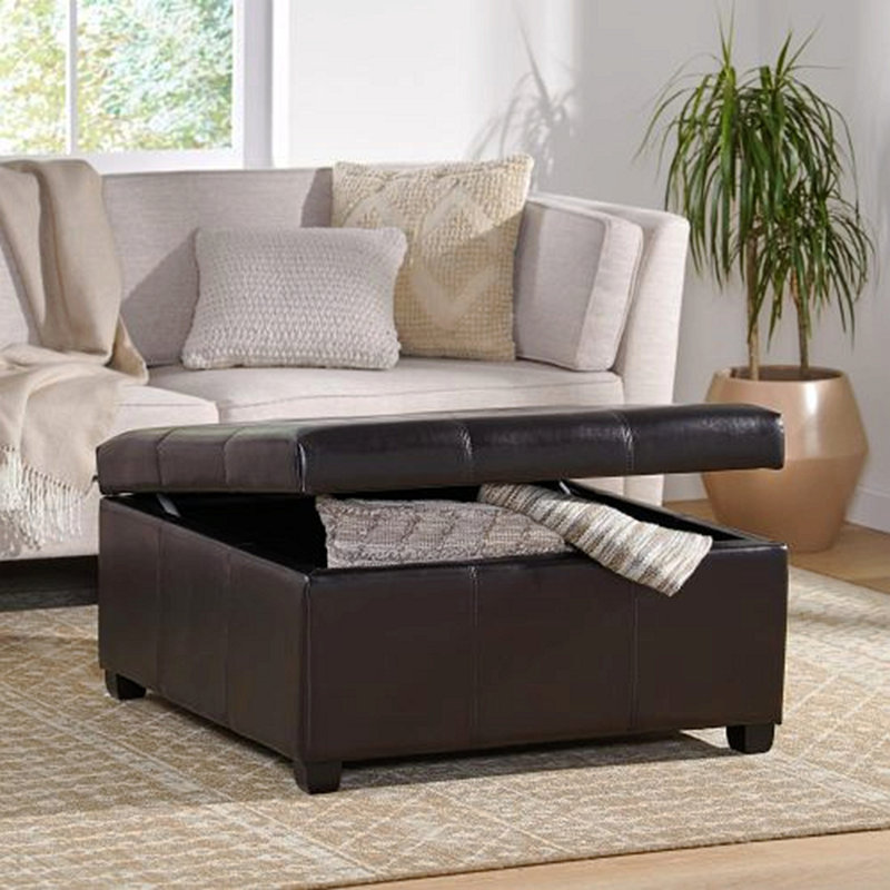 35" Large Square Storage Ottoman, Tufted