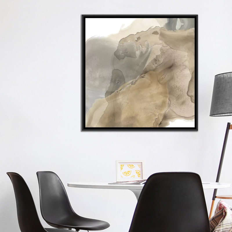 « tectonic dérivation iii », reproduction sur toile, H 18 po x l 18 po x P 1,5 po, Toile avec cadre noir, Pas de tapis