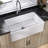 30'' L x 20" W Fireclay Farmhouse Kitchen Sink with Custom Bottom Grid & Strainer Drain-93945712