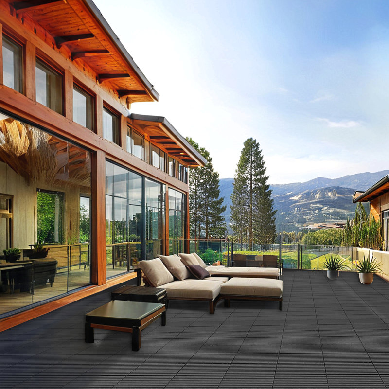 Ensemble de tuiles de terrasse en bois et en plastique composite de 20 pièces, Bois gris