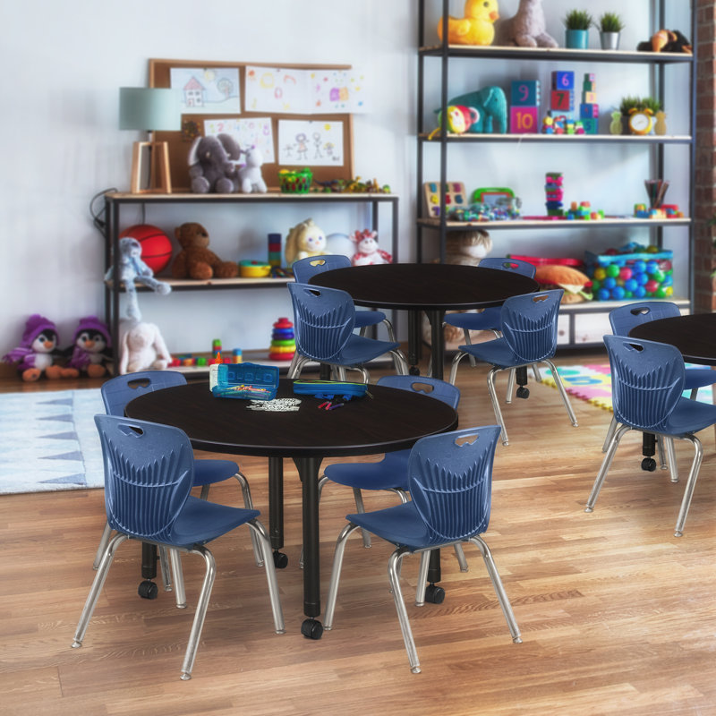 Ensemble de table et chaises Kee Mobile, H 34 po x L 42 po x l 42 po, Bleu, Blanc