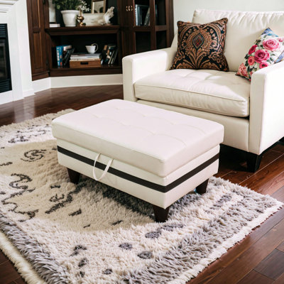 Faux Leather Storage Ottoman