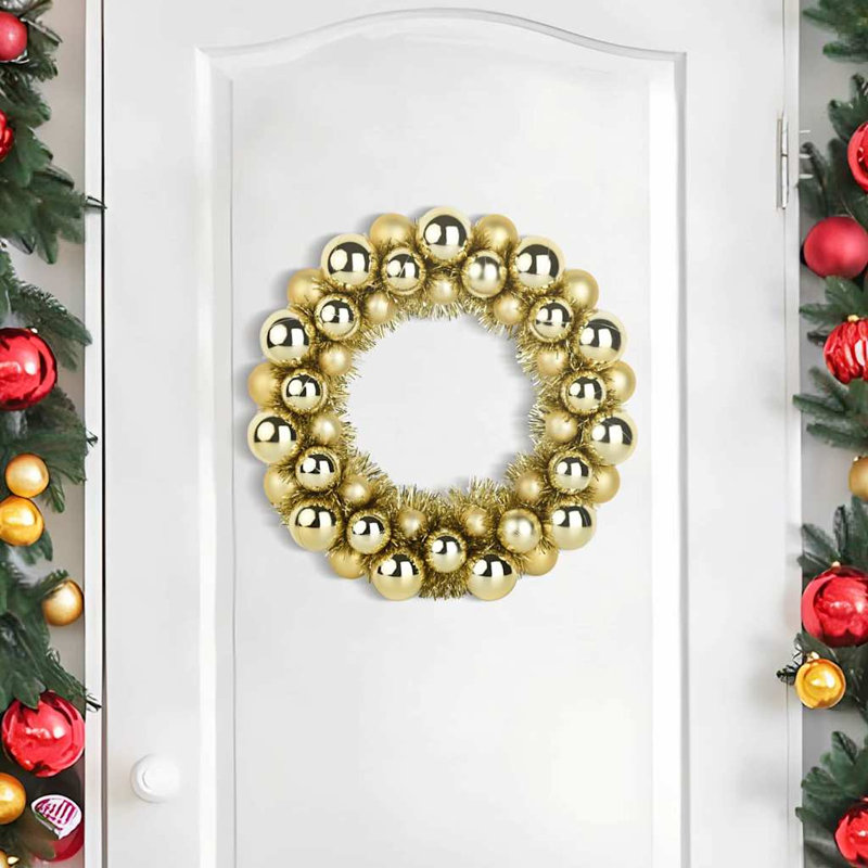 vidaXL Christmas Ball Wreathes 33 x 33 x 7 cm Polystyrene, Gold
