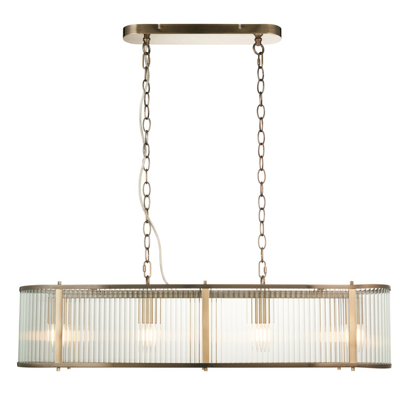 Anesty 4lt Linear Pendant light finished in Ant. Brass