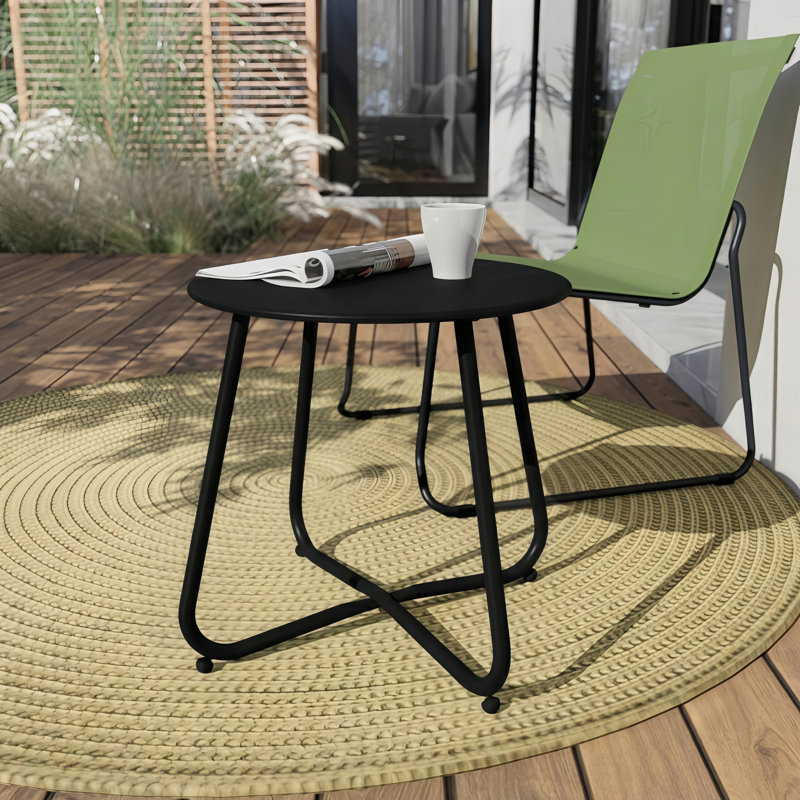 Table d'appoint d'extérieur en métal, Black