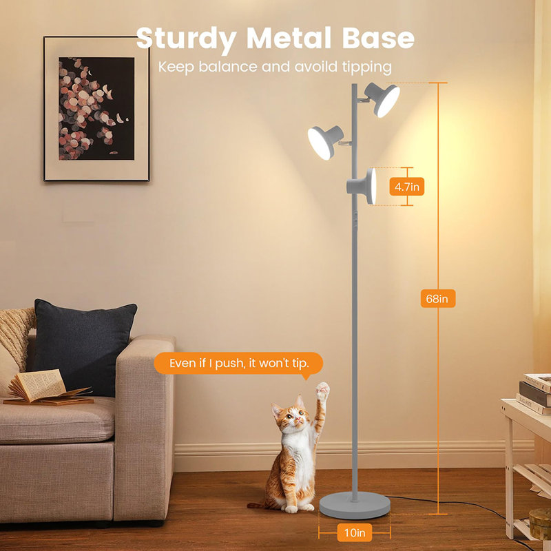 Lampe sur pied à DEL 36W, Gris