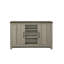 Console l 47 po en chêne gris, buffet, buffet avec tablettes et portes d'armoire