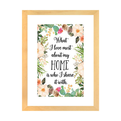 " What I Love Most About My Home Is Who I Share It With " by Eden Printables