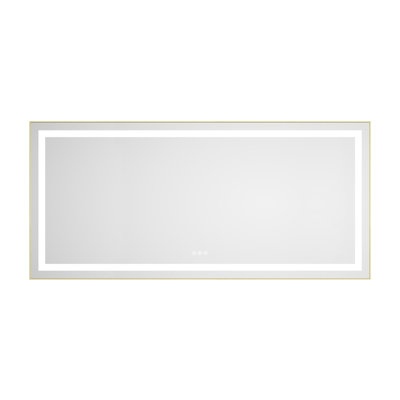 60 X 28 Inch LED Bathroom Mirror With Front And Backlight, Wall Mounted Vanity Mirror With Aluminum Frame, Anti-Fog, Memory, 3 Colors, Stepless Dimmable