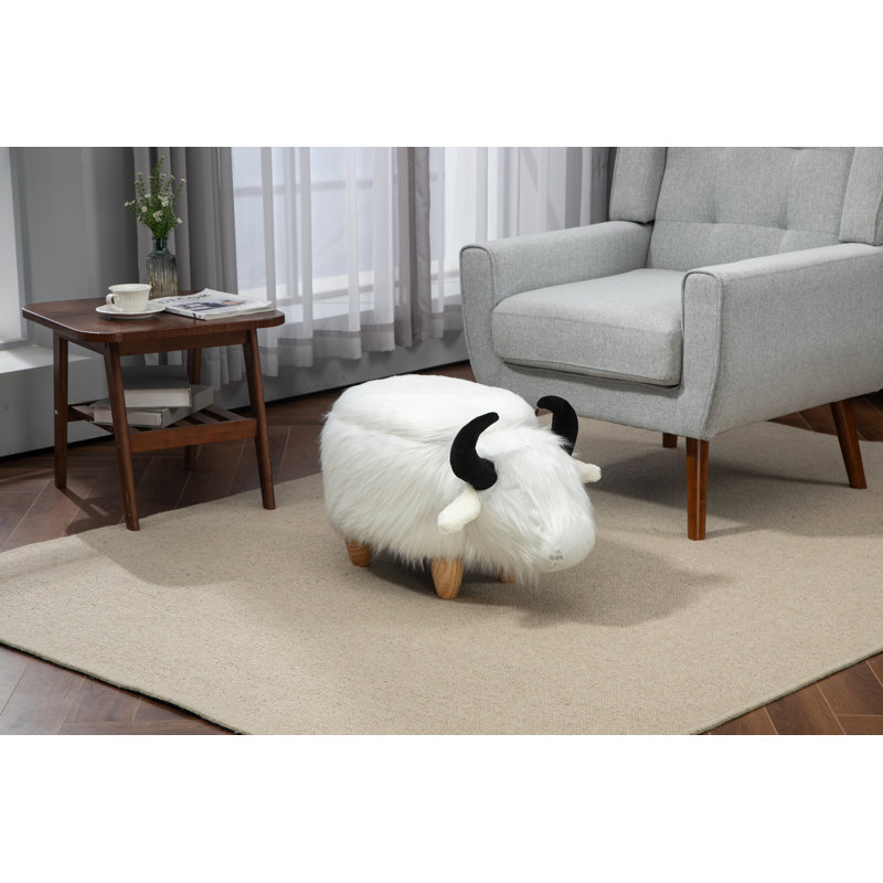 Pioche Upholstered Ottoman, White