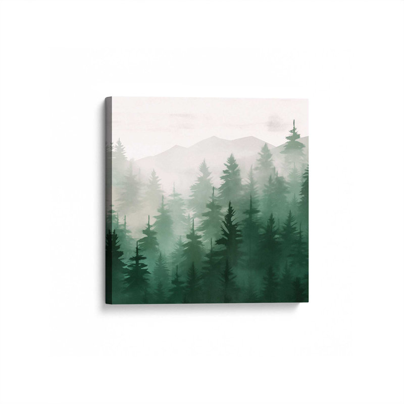 «Misty Pine Forest», reproduction sur toile, Toile tendue, H 24 po x l 24 po x P 1,25 po