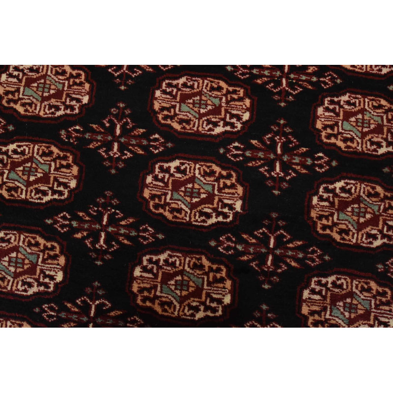 Tapis oriental noir en laine noué à la main 6 pi 4 po x 9 pi 2 po Bokhara