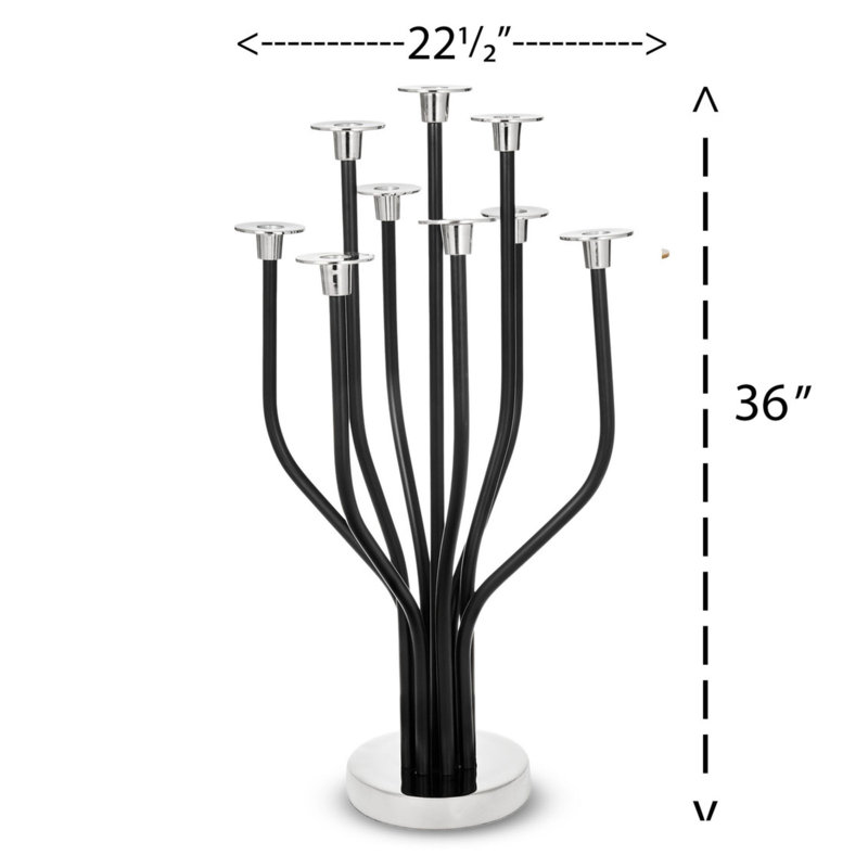 Bougeoir de table Radiant Tree, H 36 po x l 12 po x P 12 po, Noir / argenté
