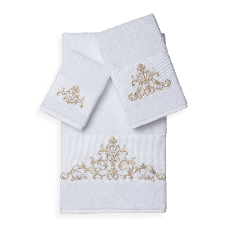 Ensemble de serviettes 3 pièces en coton turc, Blanc