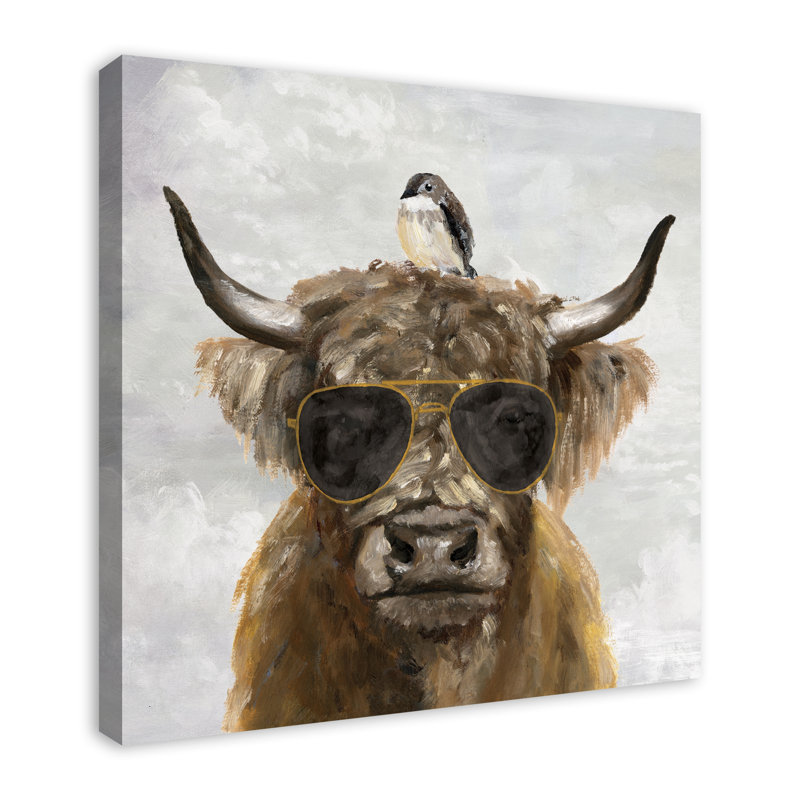Cool Cool Highland Cow - peinture sur toile, Toile tendue, H 30 po x l 30 po x P 1,25 po