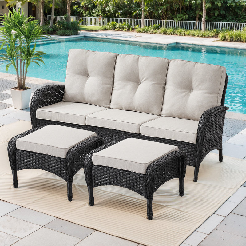 3-Piece PE Wicker Patio Conversation Set