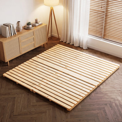 Solid Pine Wood Foldable Slatted Bed, Japanese Bed Frame, Beds Plate for Floor