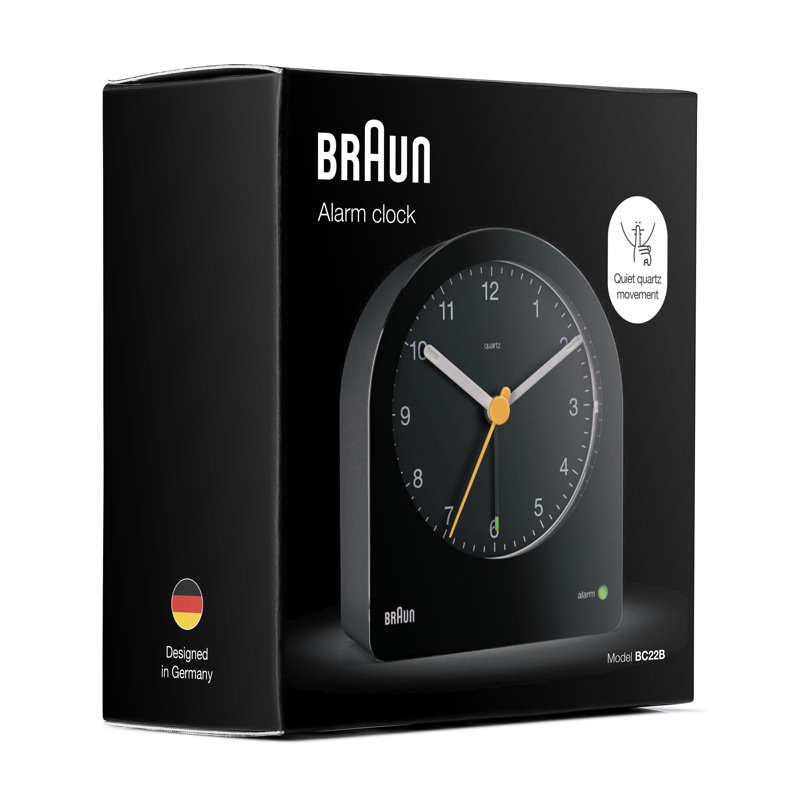 Numerical Quartz Movement / Crystal Tabletop Clock with Alarm, Black