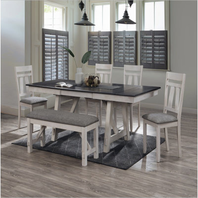 Ensemble de table de salle à manger extensible 6 pièces Cottage